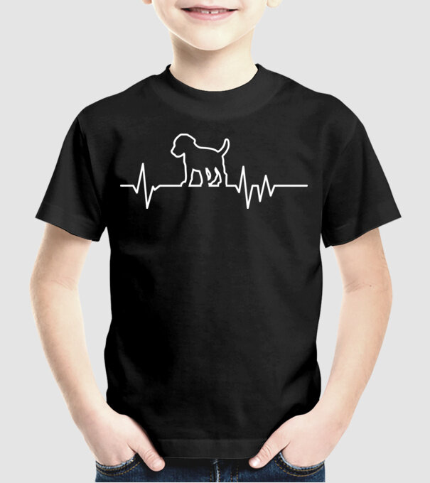 Heartbeat line Beagle model negru pe tricou