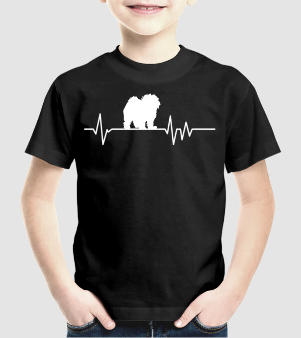 Heartbeat silueta Bolognese model negru pe tricou