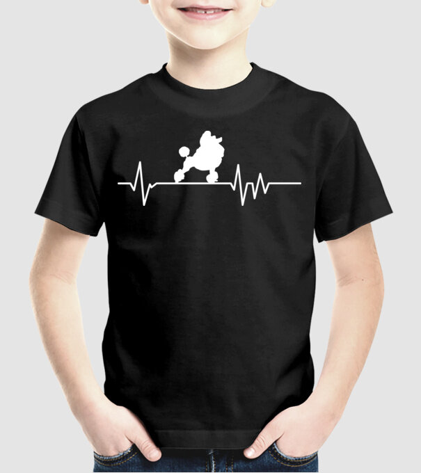 Heartbeat silueta Pudel model negru pe tricou