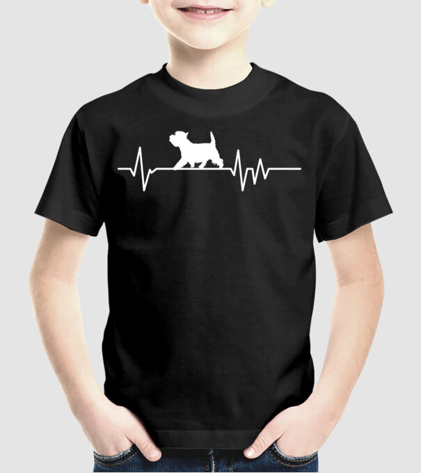 Heartbeat silueta Westie model negru pe tricou
