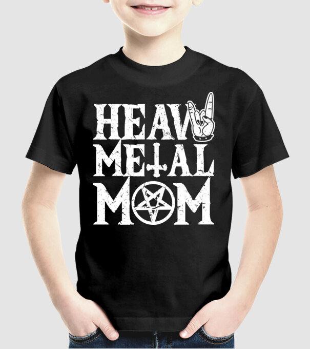 Heavy Metal Mom model negru pe tricou