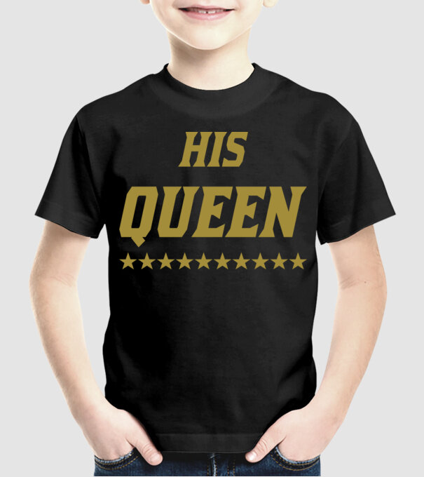 His Queen model negru pe tricou