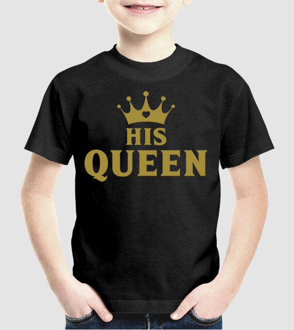 His Queen model negru pe tricou
