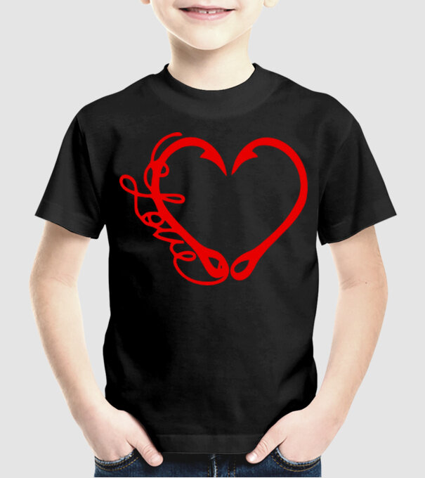 Inima Cârlig model negru pe tricou