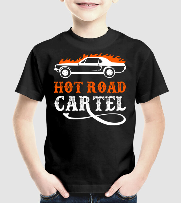 Hot road cartel model negru pe tricou