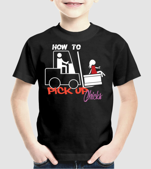 How to Pick up Chicks model negru pe tricou