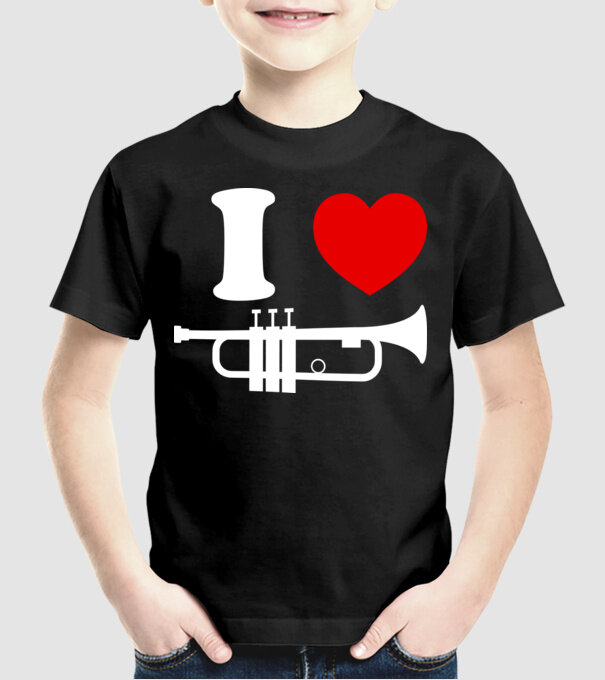I heart trumpet model negru pe tricou