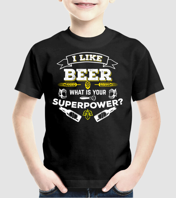 i like beer model negru pe tricou