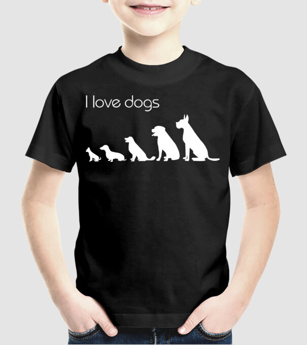 I love dogs model negru pe tricou