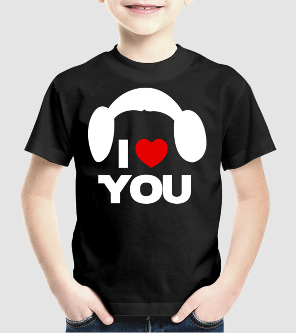 i love u model negru pe tricou