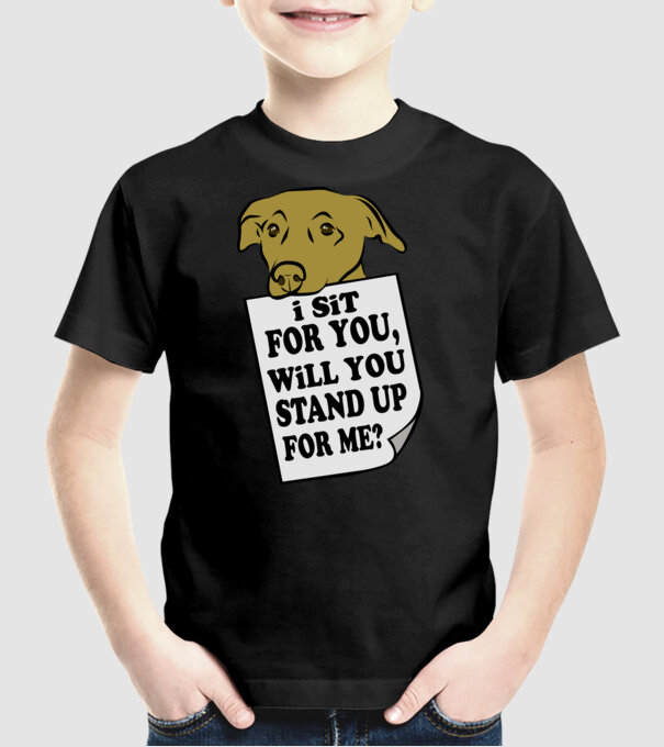 I sit for you model negru pe tricou