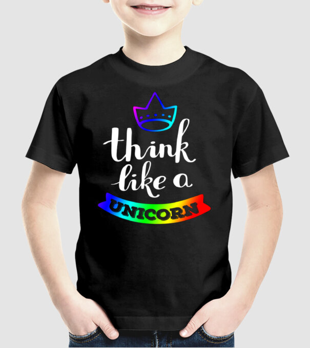 I think like a UNICORN model negru pe tricou