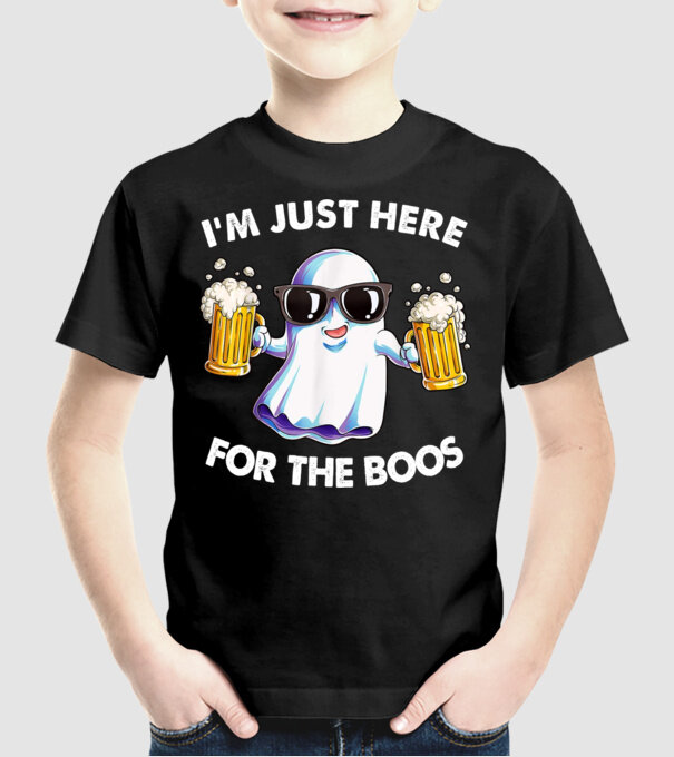 Im just here for the boos model negru pe tricou