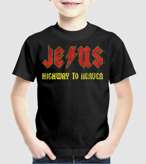 JESUS HIGHWAY TO HEAVEN model negru pe tricou
