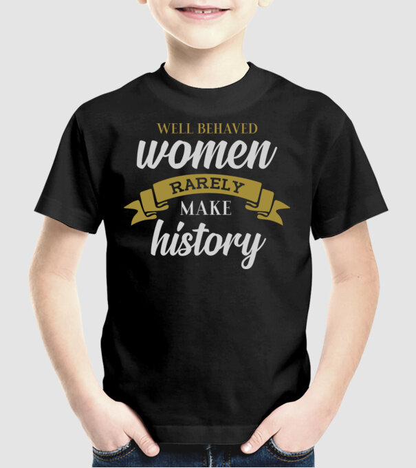 Fete bine educate model negru pe tricou