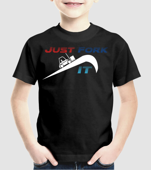 Just Fork It model negru pe tricou