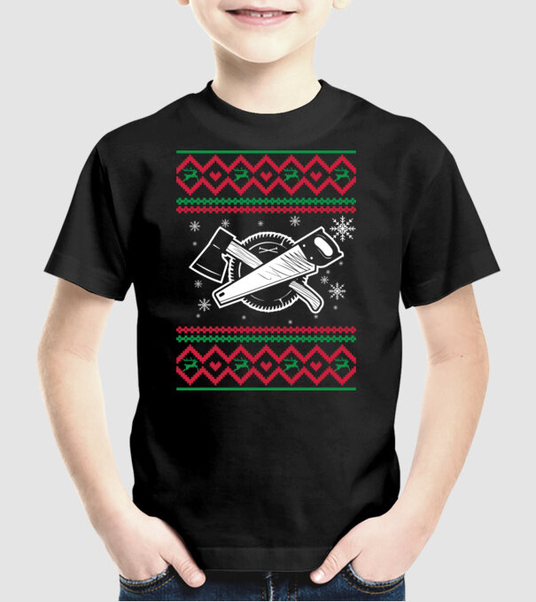 Model tricotat de Crăciun - tâmplar model negru pe tricou