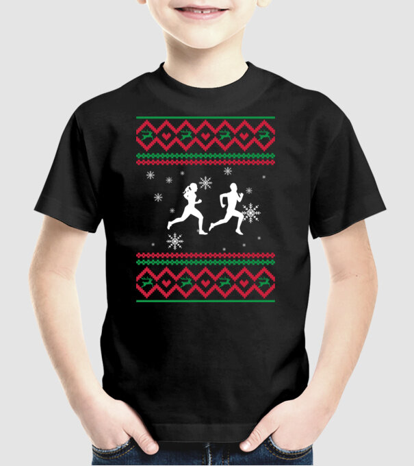 Model tricotat de Crăciun - alergători model negru pe tricou