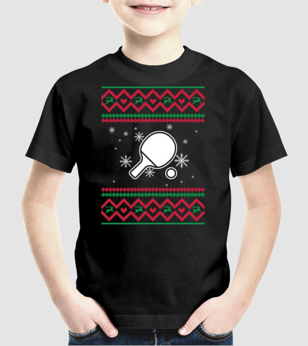 Model tricotat de Crăciun - tenis de masă model negru pe tricou