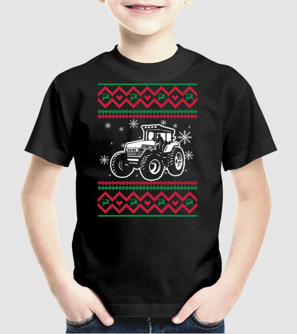 Model tricotat de Crăciun - tractorist model negru pe tricou