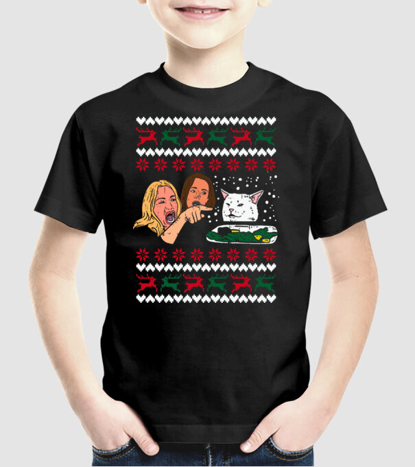 Pulovăr de Crăciun meme model negru pe tricou