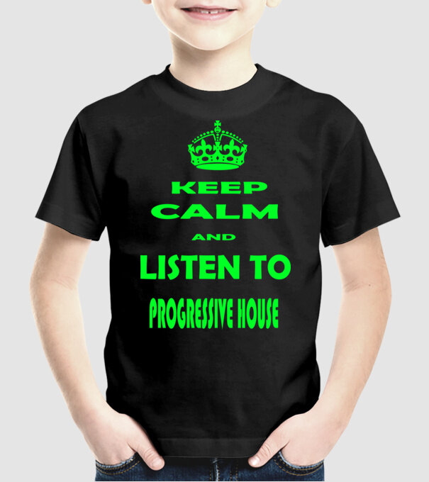 Keep Calm and Listen to prog-house model negru pe tricou