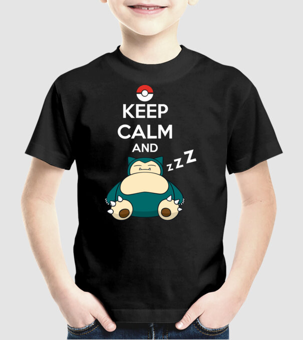 Keep Calm Snorlax model negru pe tricou