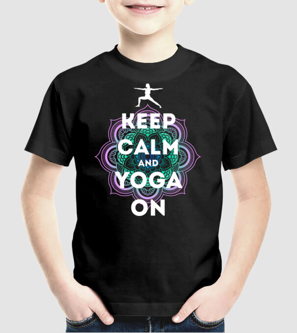 keepcalm yoga white model negru pe tricou