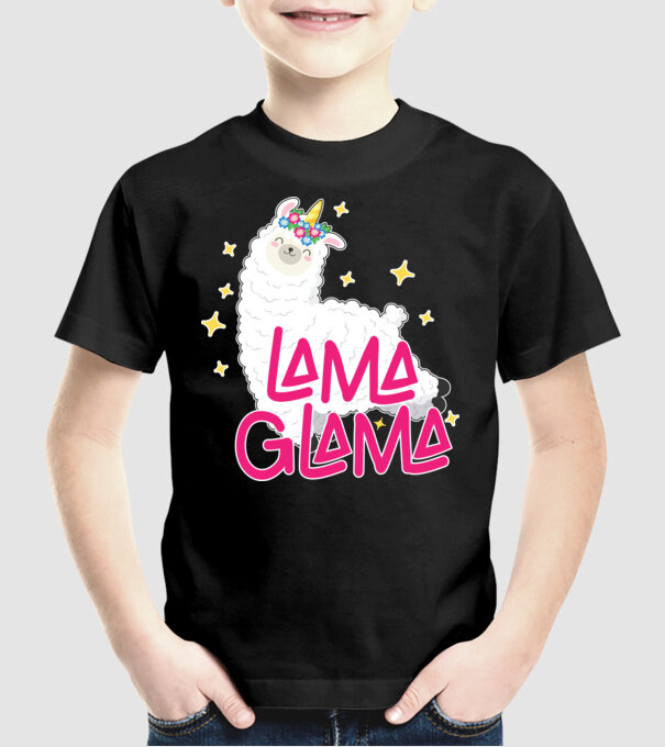 Lama glama model negru pe tricou