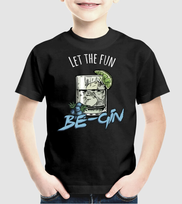 Let the fun be gin model negru pe tricou