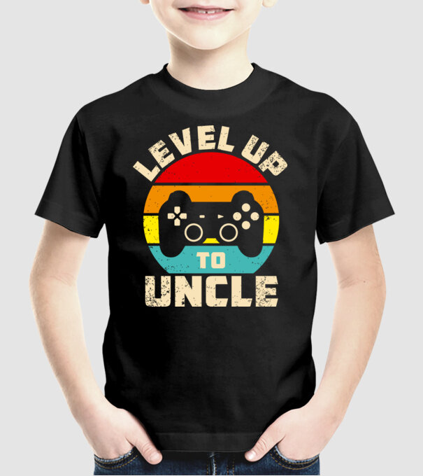 Level Up Uncle model negru pe tricou