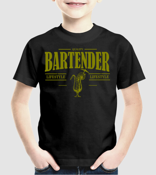 Lifestyle Bartender model negru pe tricou