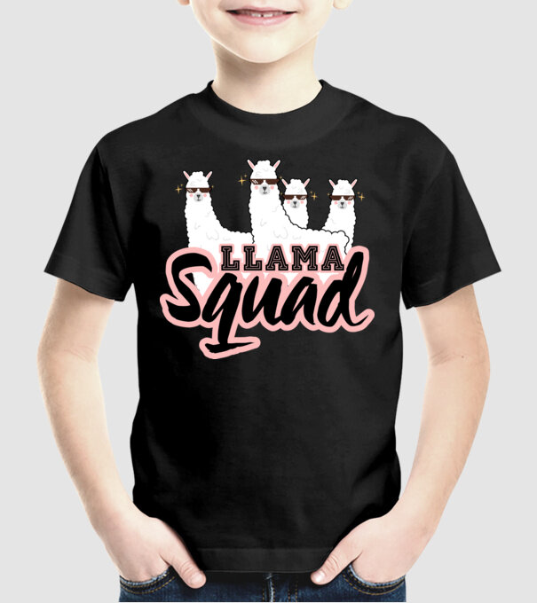 Llama squad model negru pe tricou