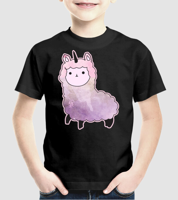 Llamacorn cutie model negru pe tricou