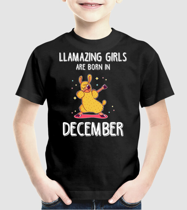 llamazing girls are born in december model negru pe tricou