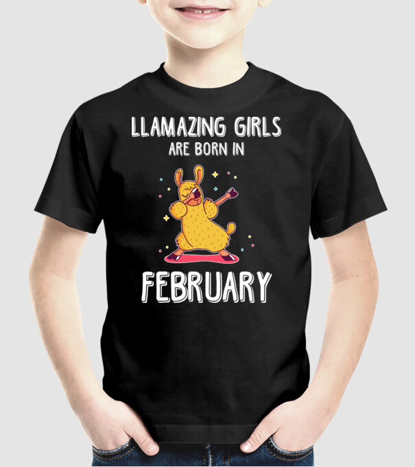 llamazing girls are born in february model negru pe tricou