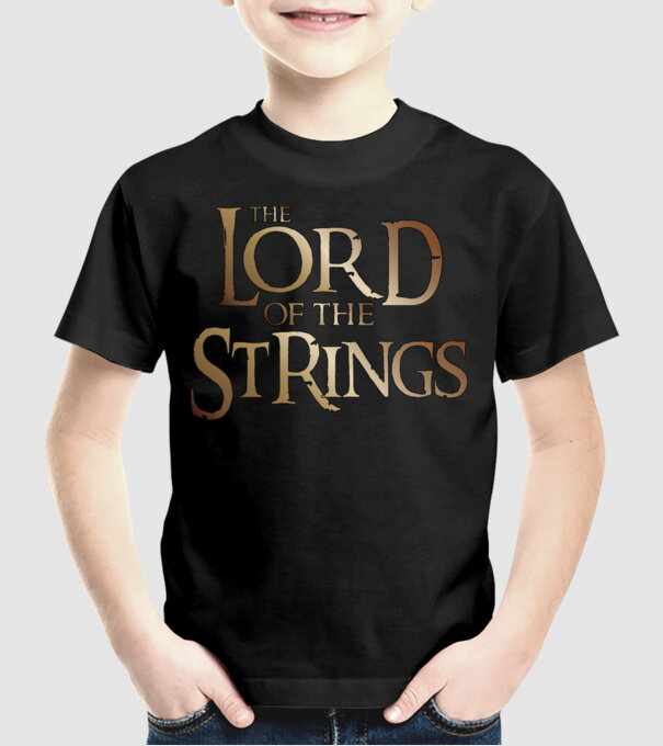 Lord of the Strings model negru pe tricou