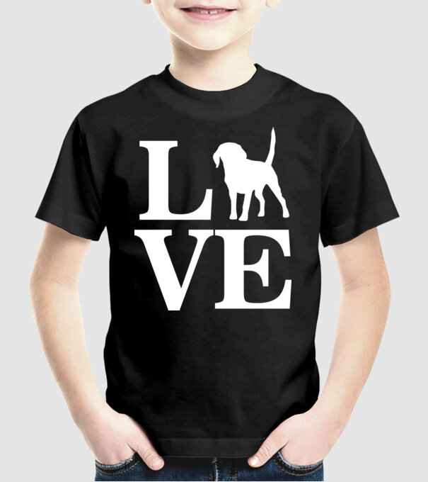 LOVE BEAGLE model negru pe tricou