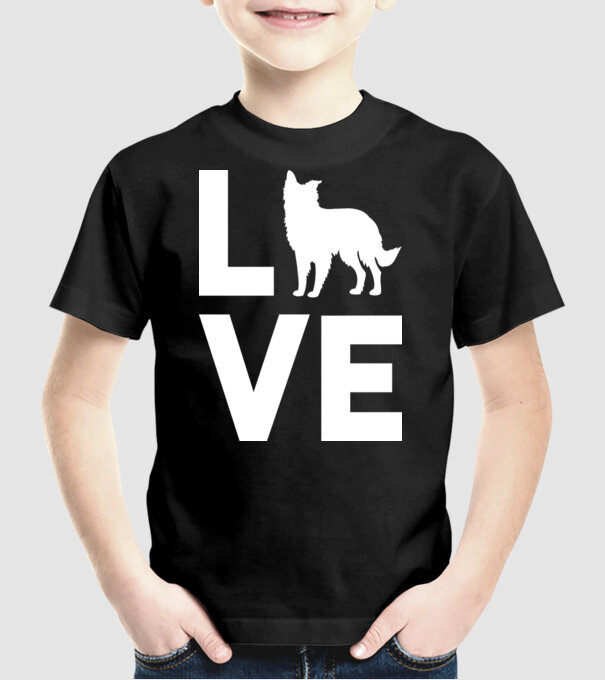 LOVE Border Collie model negru pe tricou