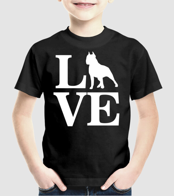 LOVE BULLDOG model negru pe tricou