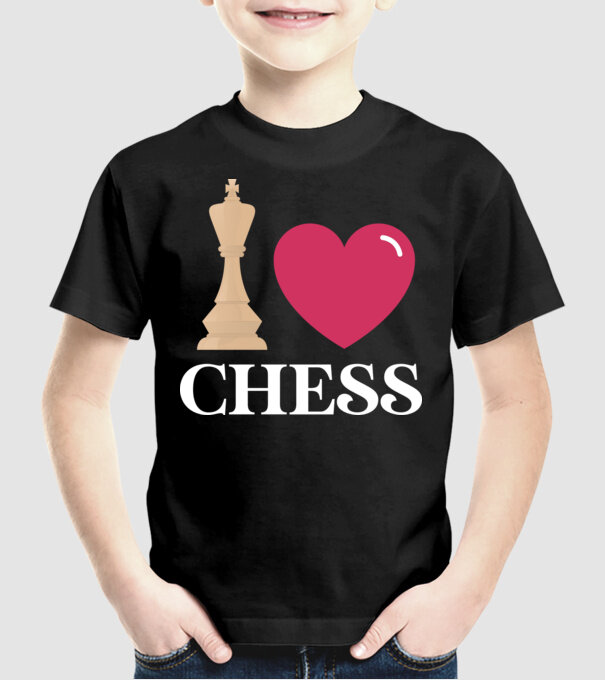 Love chess model negru pe tricou