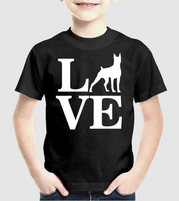 LOVE DOBBERMAN model negru pe tricou