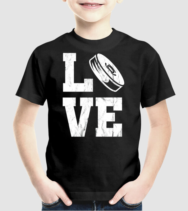 Love hockey model negru pe tricou