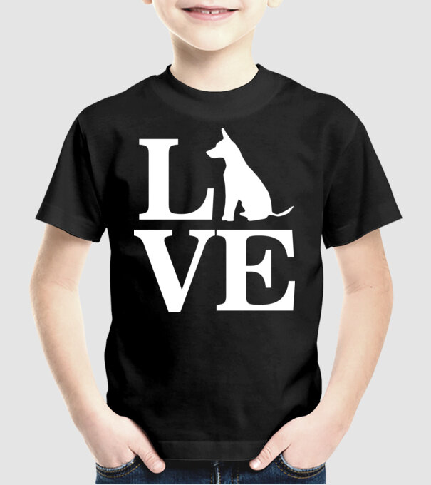 Love câini model negru pe tricou