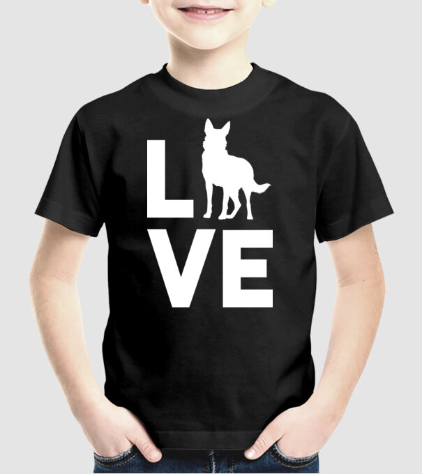 LOVE ciobănesc german model negru pe tricou