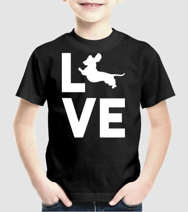 LOVE Teckel model negru pe tricou