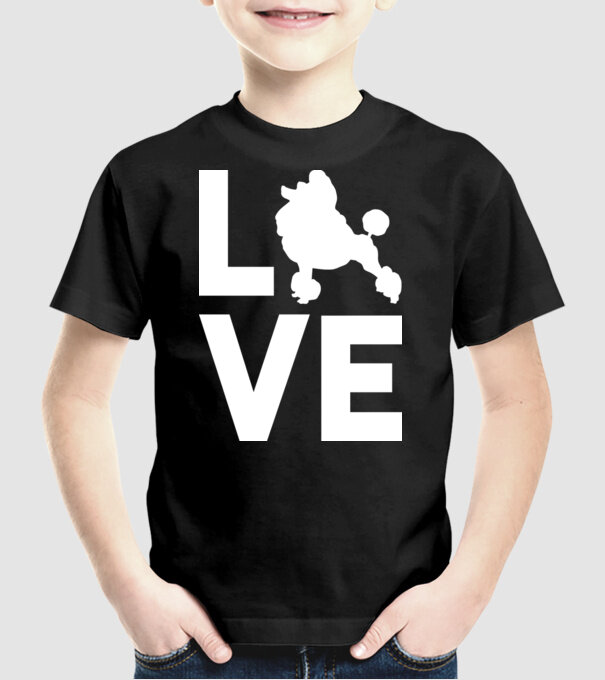 LOVE Pudel model negru pe tricou