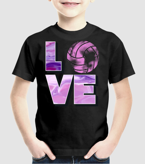 Love volleyball model negru pe tricou