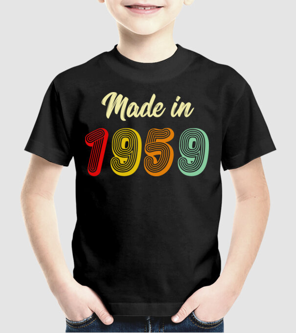 made in 1959 retro model negru pe tricou