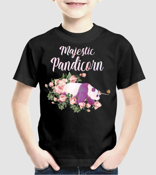 Majestic pandicorn model negru pe tricou